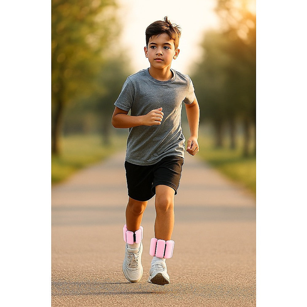 Pink 2-Piece Ankle and Wrist Weights 1kg Adjustable Workout Bangles