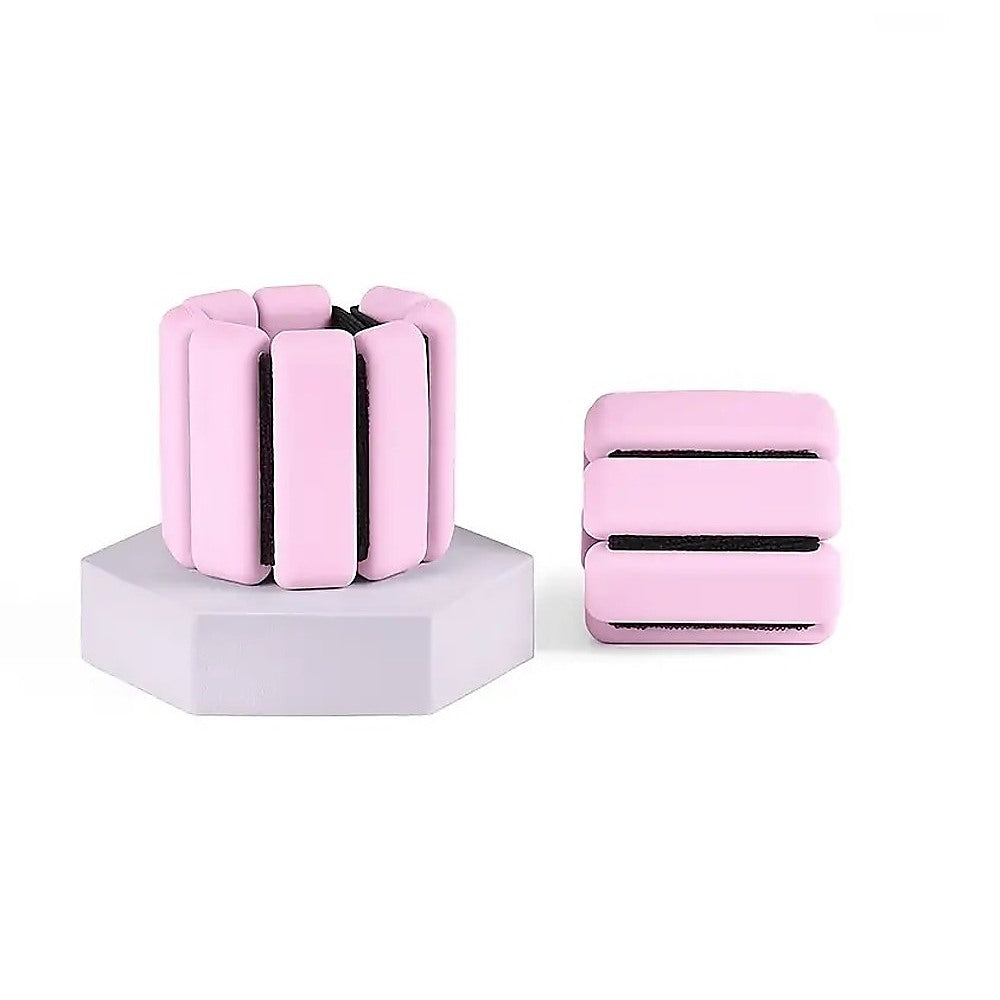 Pink 2-Piece Ankle and Wrist Weights 1kg Adjustable Workout Bangles