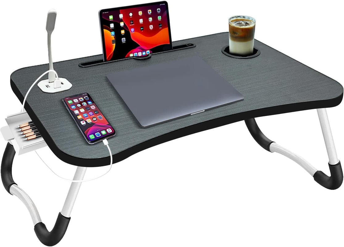 Smart Portable Lap Desk | USB-Charging Bed & Sofa Workstation (Black)