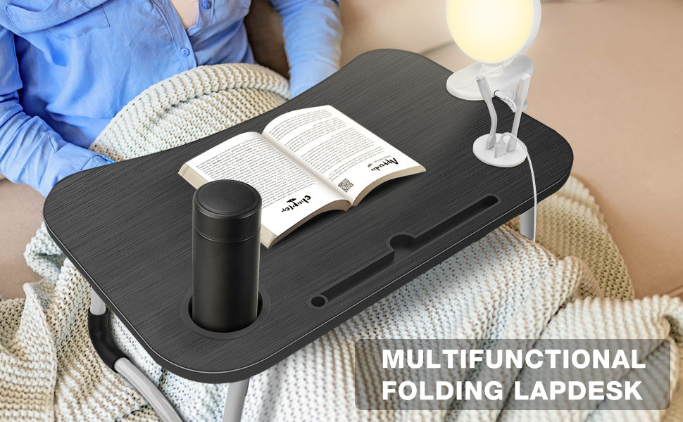 Smart Portable Lap Desk | USB-Charging Bed & Sofa Workstation (Black)