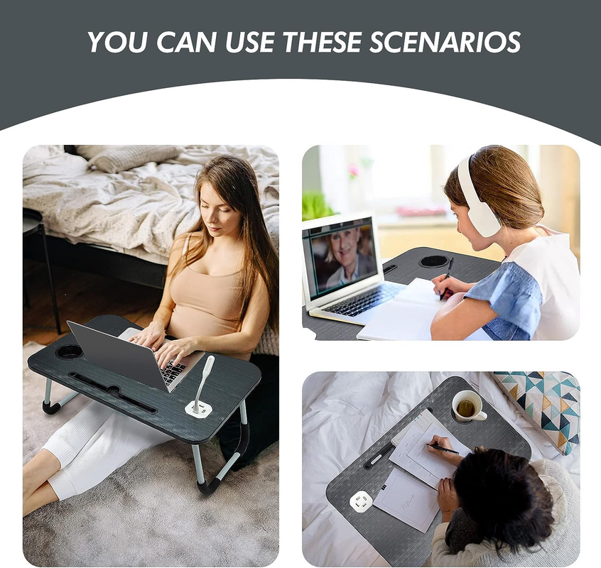 Smart Portable Lap Desk | USB-Charging Bed & Sofa Workstation (Black)