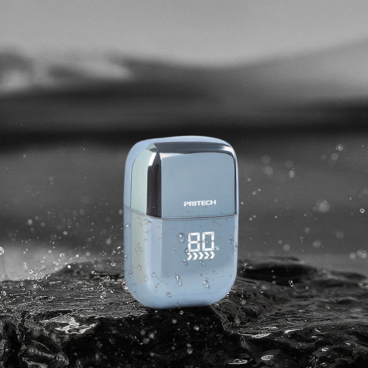 PRITECH Smart Portable Mini Electric Shaver – Digital Display (Model RSM-2289, UV Light Blue)