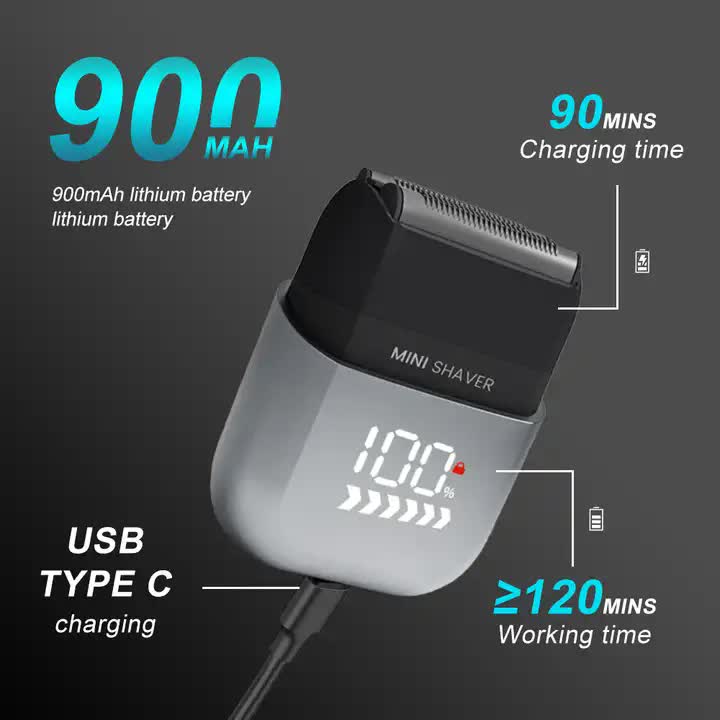 PRITECH Smart Portable Mini Electric Shaver – Digital Display (Model RSM-2289, UV Light Blue)