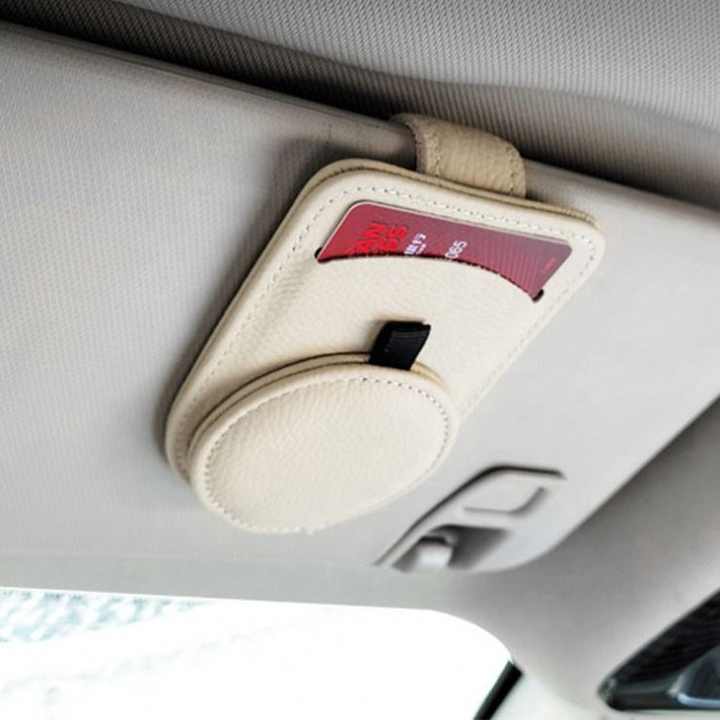 Smart Car Sun Visor Glasses Clip with Card Holder | Multifunctional (Red)