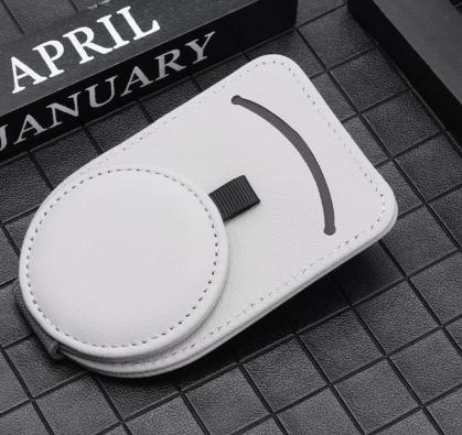 Smart Car Sun Visor Glasses Clip with Card Holder | Leather Organiser (Grey)