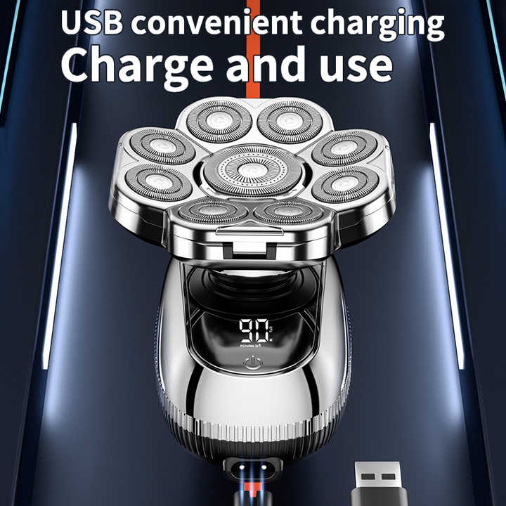 Digital Display 9-Blade Electric Shaver – 6-in-1 Rechargeable Grooming Kit