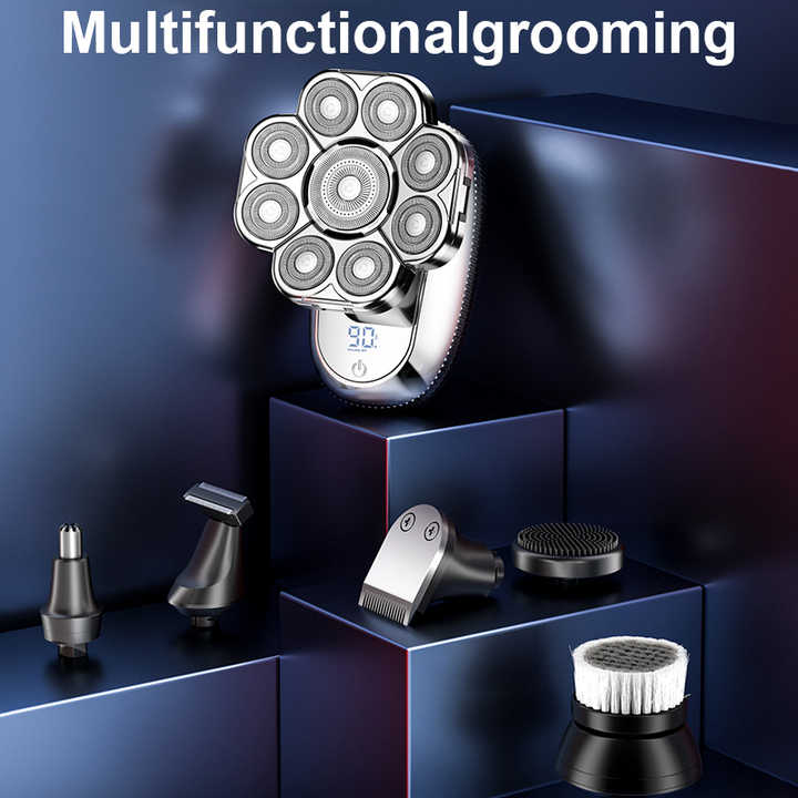 Digital Display 9-Blade Electric Shaver – 6-in-1 Rechargeable Grooming Kit
