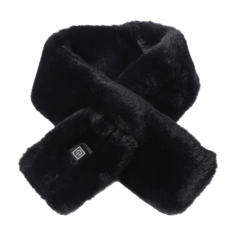 Electric Heated Scarf – Plush Adjustable Neck Warmer with 3 Heat Levels (Black)