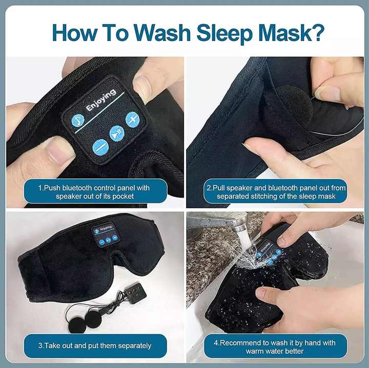 Smart Bluetooth Sleep Eye Mask | Plush Wireless Music Mask (Blue)