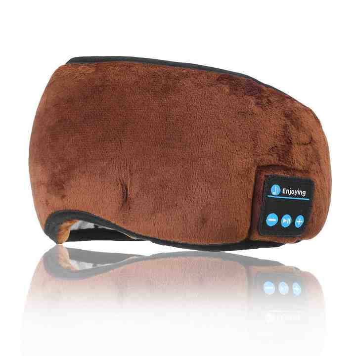 Smart Bluetooth Sleep Eye Mask | Plush Wireless Music Mask (Brown)