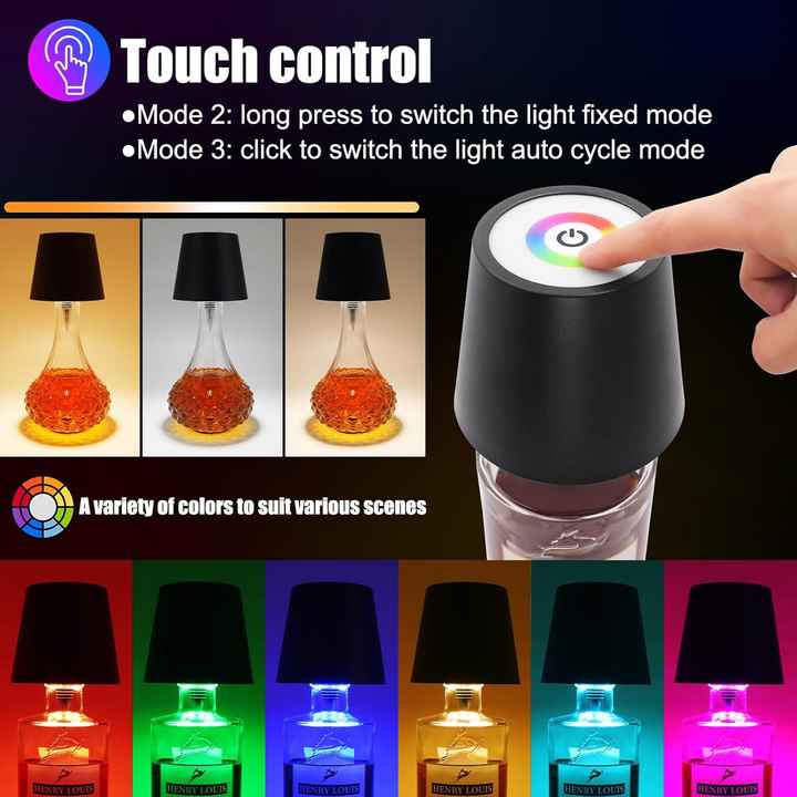 RGB LED Bottle Lamp | Smart Touch Control & Adjustable Brightness (3 Colours )