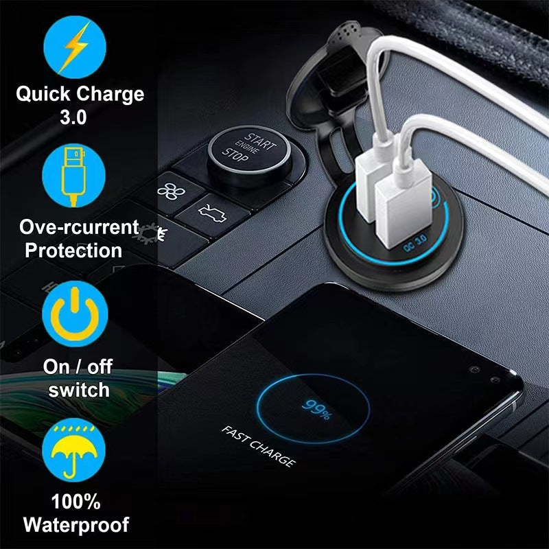 Smart 45W Car USB Charger | Dual QC3.0 Fast Charging Ports (2 PCS)