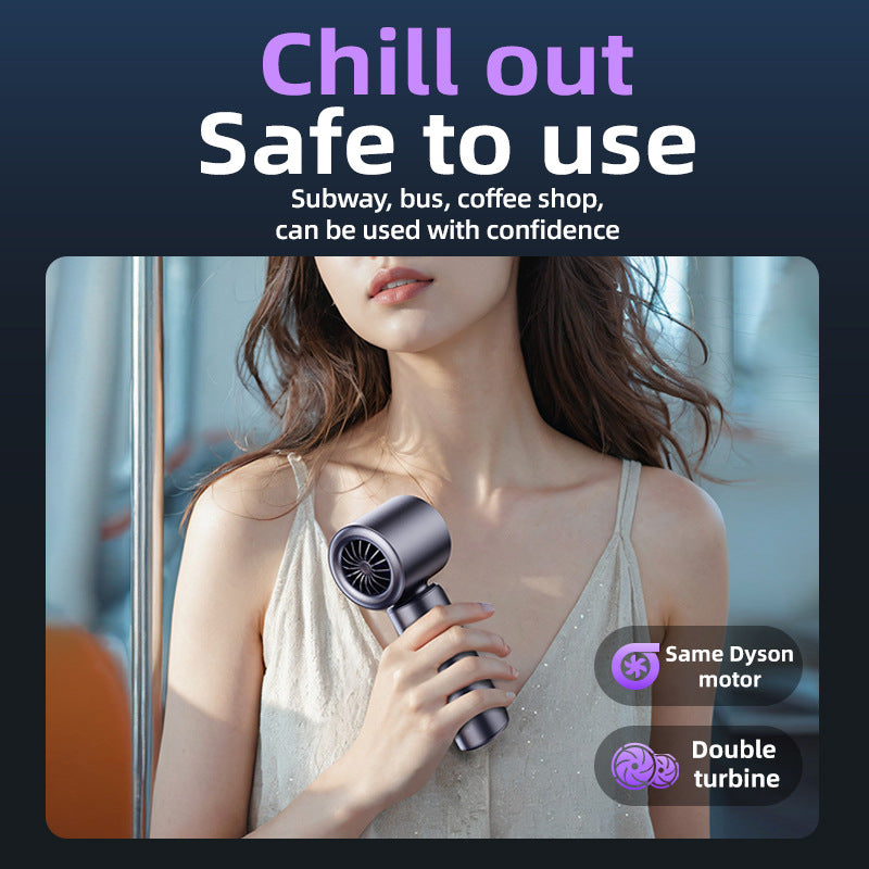 Purple Portable Handheld Fan with 120-Speed Display – USB Rechargeable Mini Cooling Fan