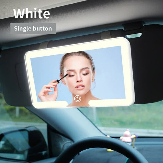 Smart Car Sun Visor Makeup Mirror | LED Light – Tri-Colour Dimming (White)