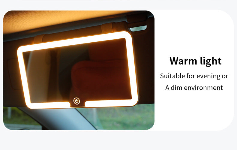 Smart Car Sun Visor Makeup Mirror | LED Light – Tri-Colour Dimming (White)