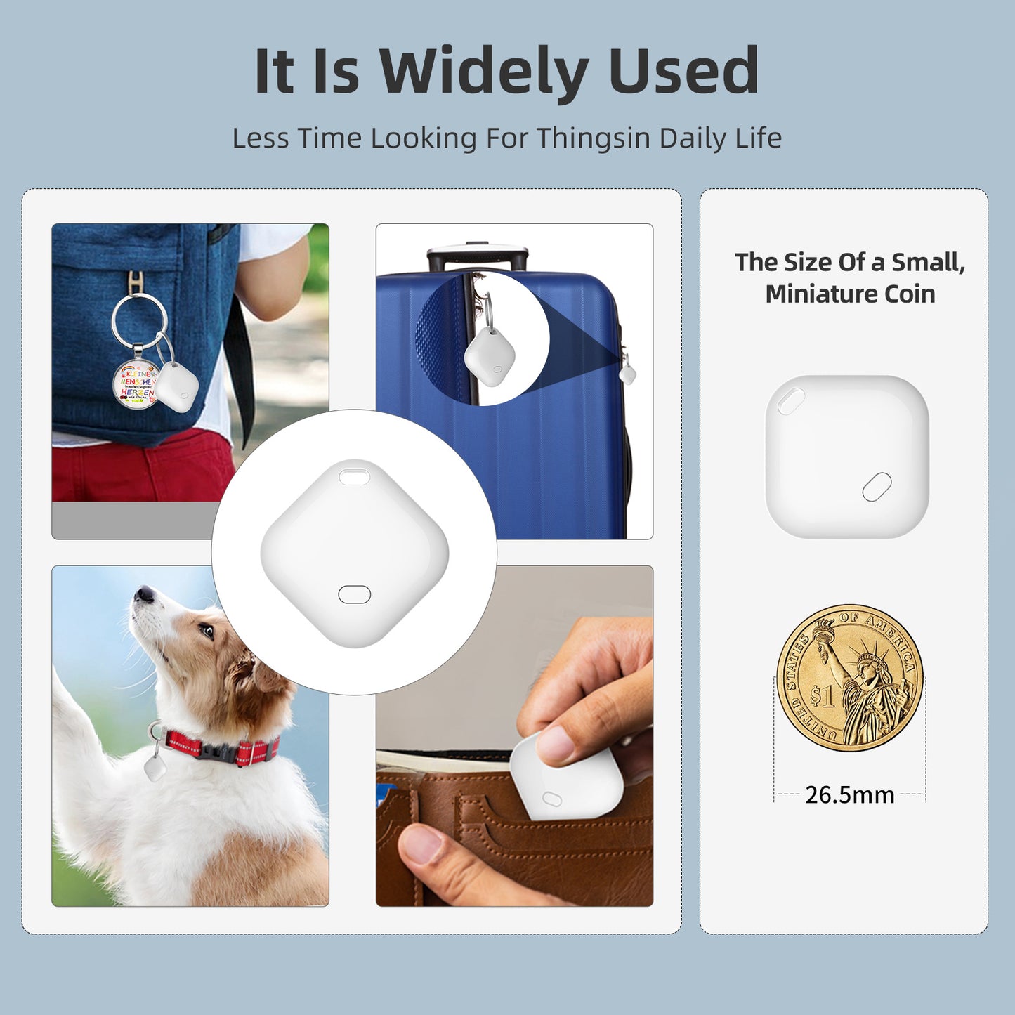 Mini GPS Tracker – Apple Find My Enabled (Square White)