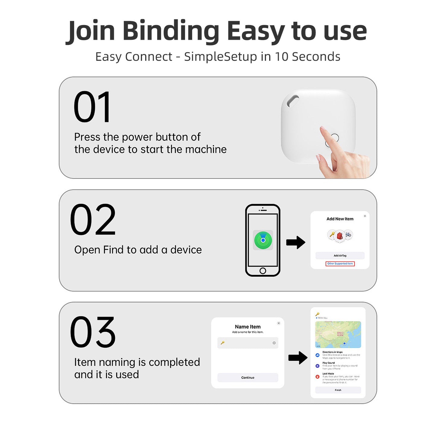Mini GPS Tracker – Apple Find My Enabled (Square White)