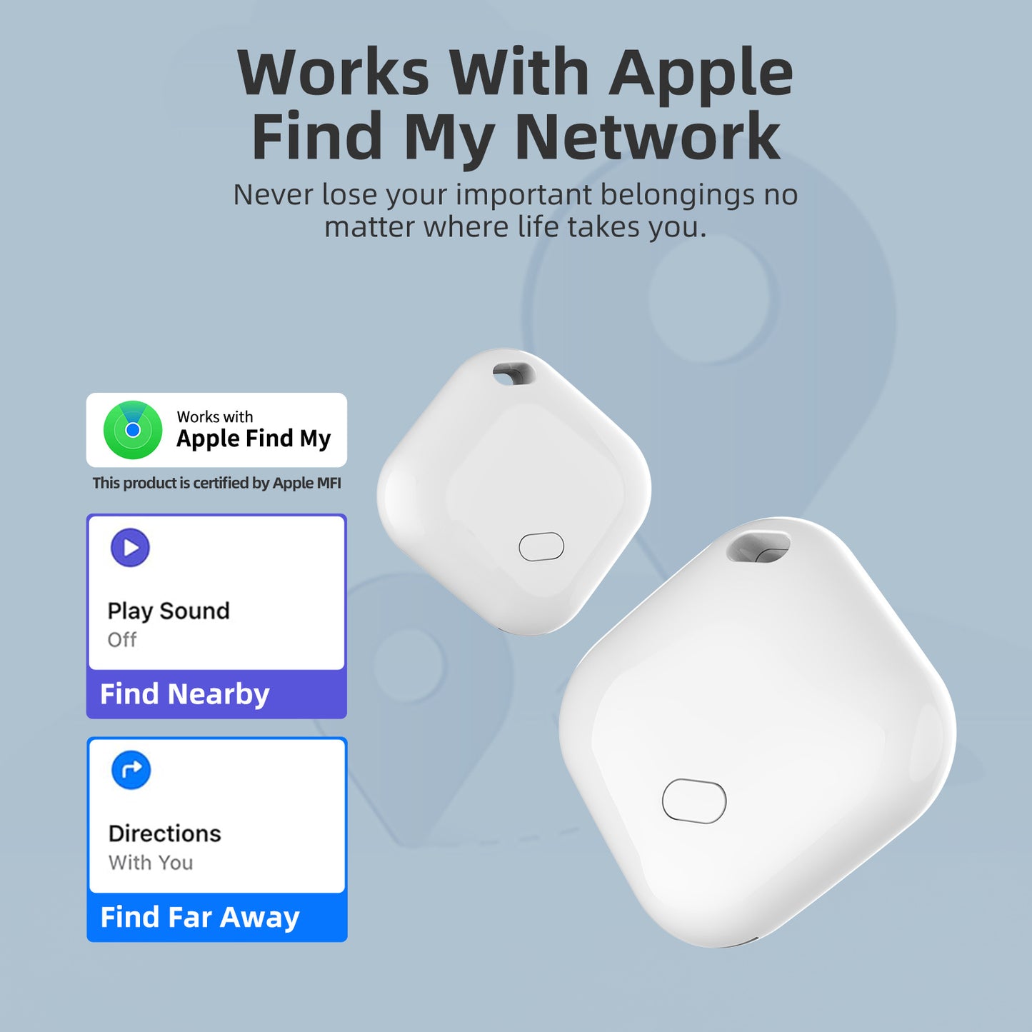Mini GPS Tracker – Apple Find My Enabled (Square Black)