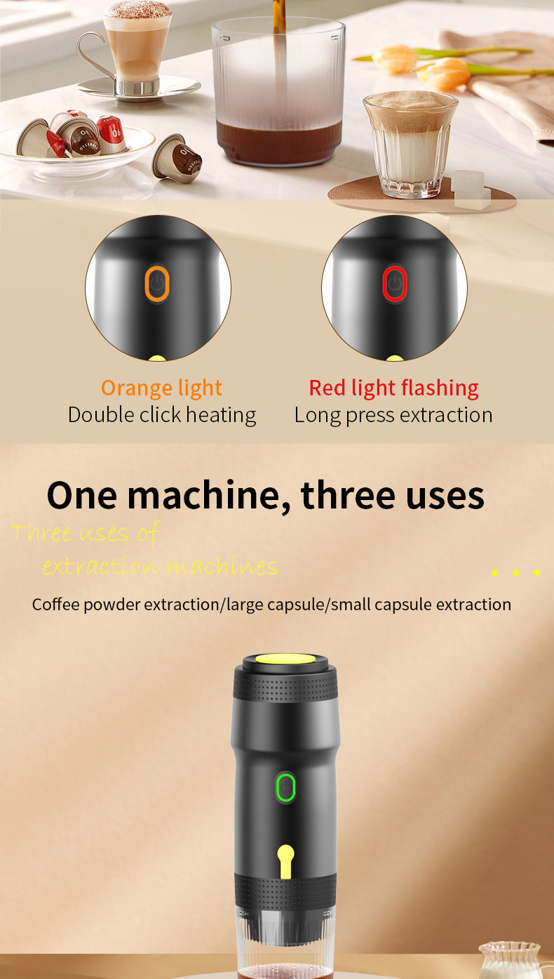 White 3-in-1 Portable Electric Espresso Maker | Rechargeable Travel Coffee Machine