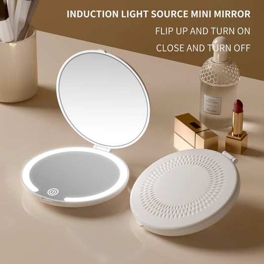 Smart LED Travel Makeup Mirror | 1x/5x Magnification & Auto On-Off