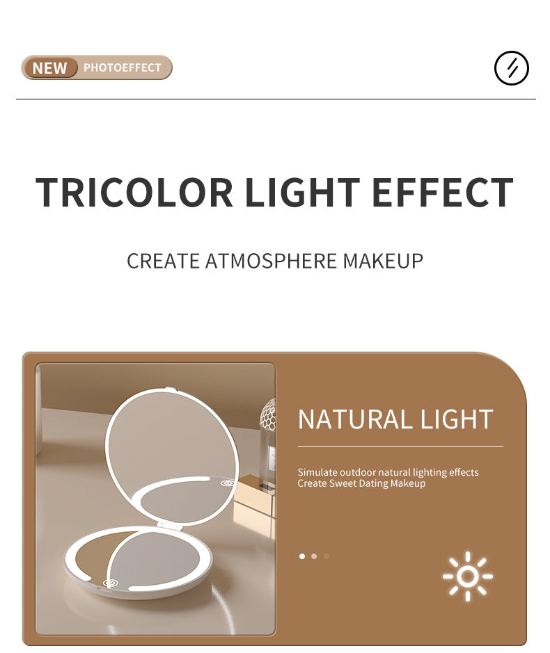 Smart LED Travel Makeup Mirror | 1x/5x Magnification & Auto On-Off