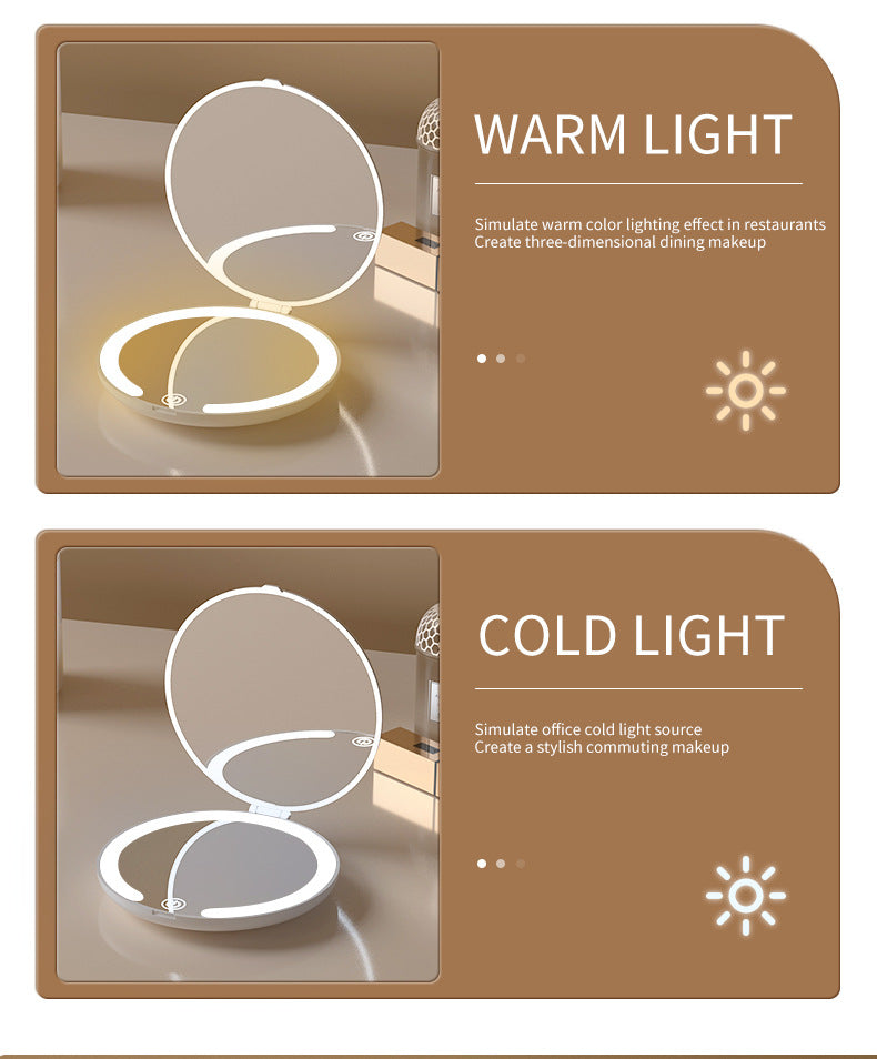 Smart LED Travel Makeup Mirror | 1x/5x Magnification & Auto On-Off