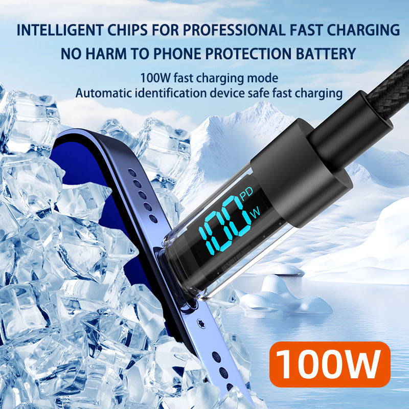 Smart Type-C Charging Set | 100W Transparent Fast-Charge Cables (4-Pack, 1m)