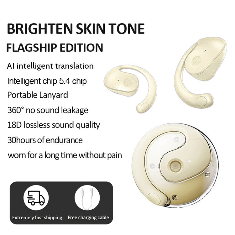 T2 AI Smart Translation Earbuds (Yellow) | Open-Ear OWS Bluetooth 5.4