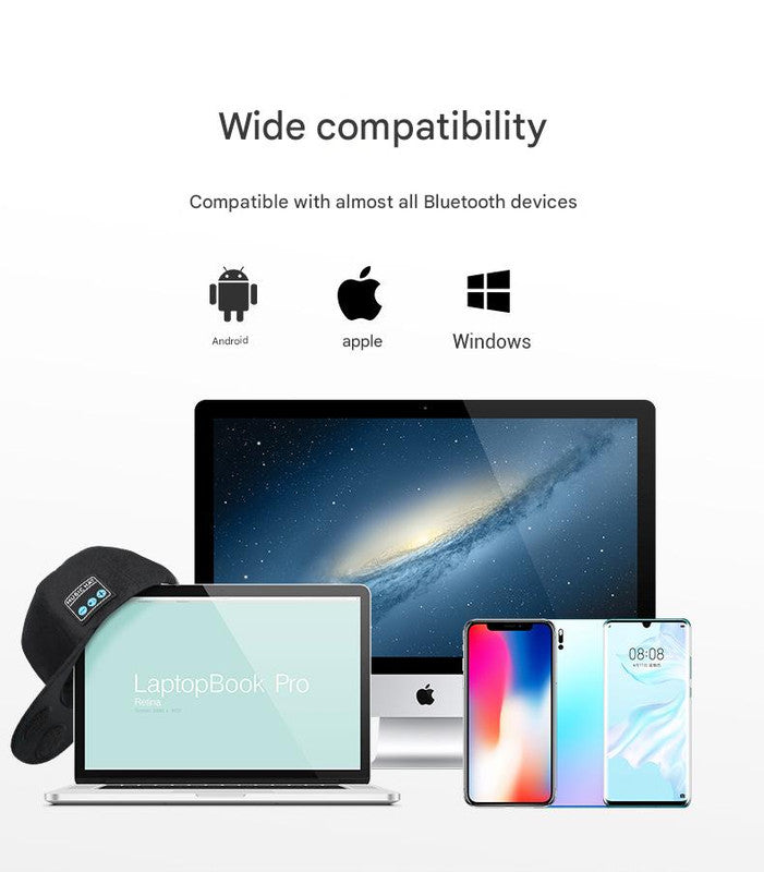 Smart Wireless Bluetooth 5.0 Music Hat | Outdoor Speaker Cap with Mic (Gray)