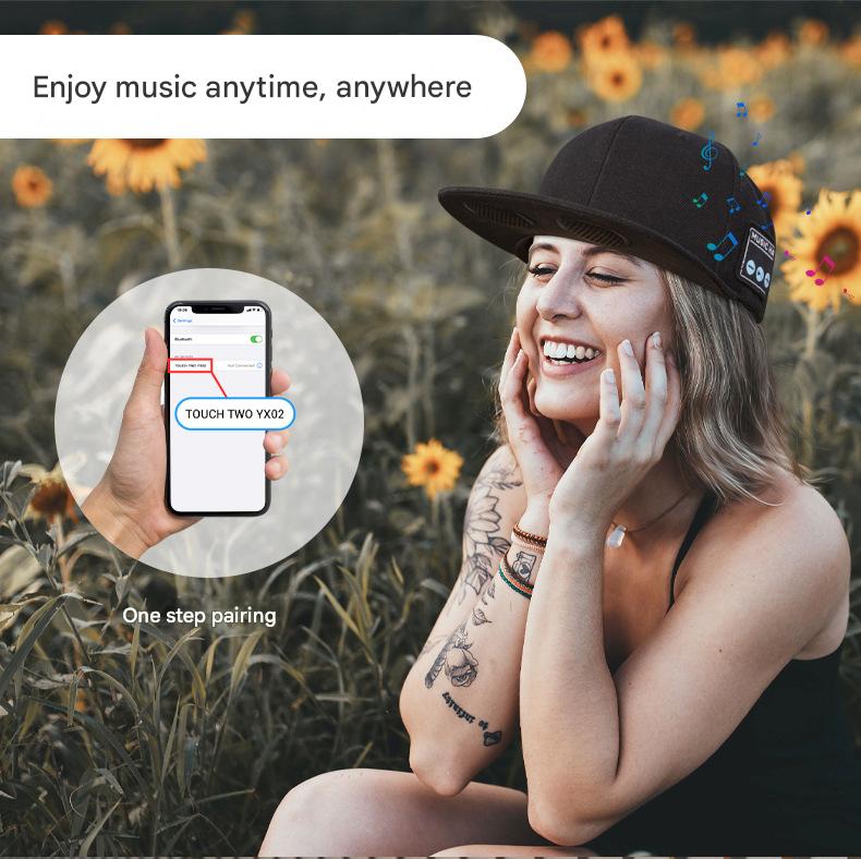 Smart Wireless Bluetooth 5.0 Music Hat | Outdoor Speaker Cap with Mic (Gray)