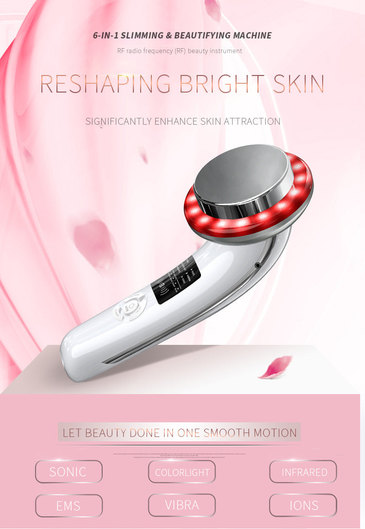 6-in-1 Ultrasonic Slimming & Beautifying RF Device – Body Sculpting & Skin Rejuvenation (White)