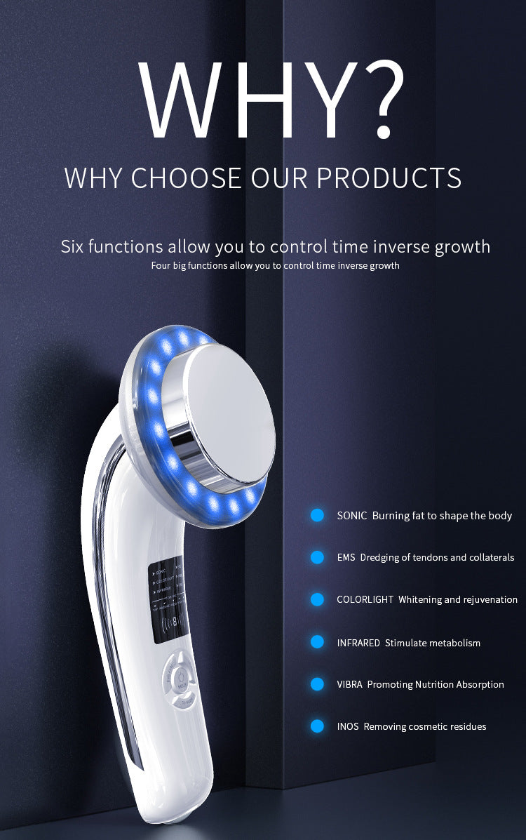 6-in-1 Ultrasonic Slimming & Beautifying RF Device – Body Sculpting & Skin Rejuvenation (White)