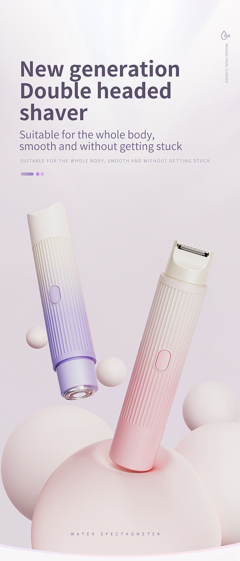 Smart 2-in-1 Lady Shaver & Trimmer | Portable USB Rechargeable (Pink)