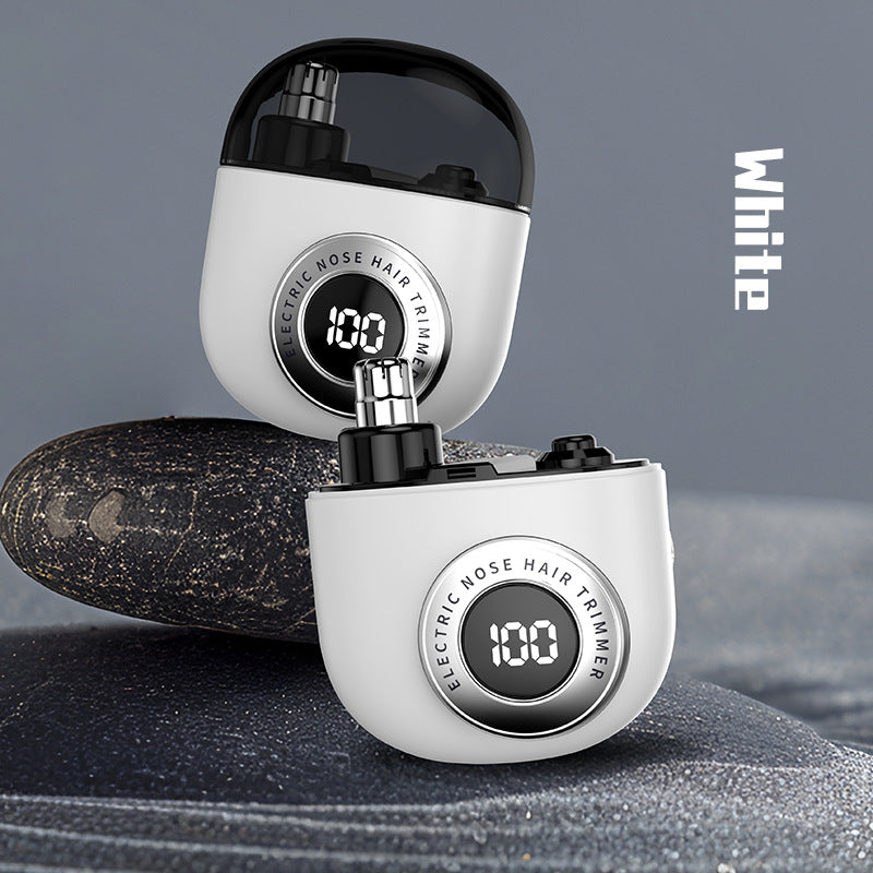 Smart Mini Electric Nose Hair Trimmer | USB-C Rechargeable & LED Display (White)