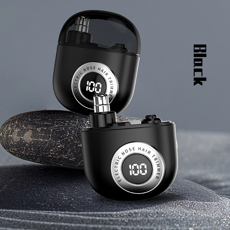 Smart Mini Electric Nose Hair Trimmer | USB-C Rechargeable, LED Display (Black)