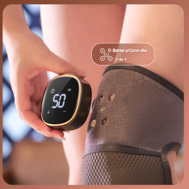 Wireless Heated Knee Massager Brace | Rechargeable Vibration & Heat Therapy (Grey)