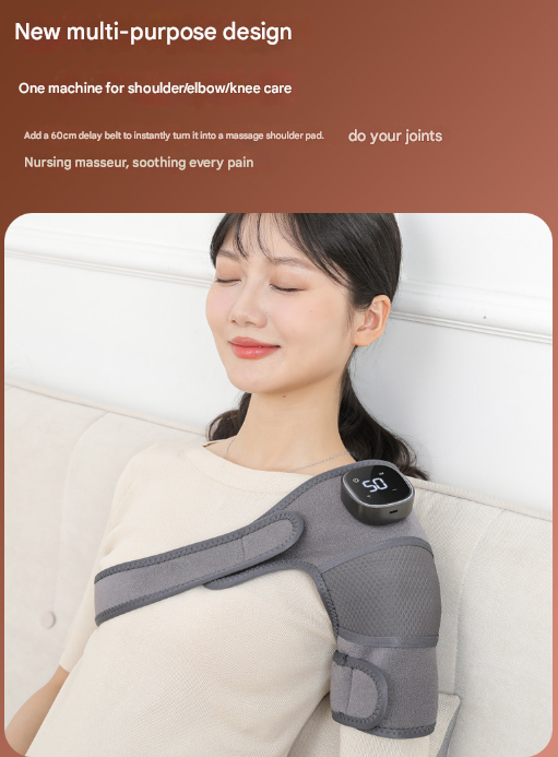 Wireless Heated Knee Massager Brace | Rechargeable Vibration & Heat Therapy (Grey)