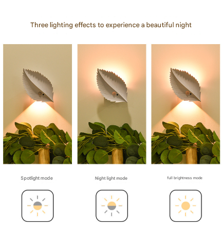White RGB Colour-Changing Leaf LED Night Light | Wireless Motion Sensor & Remote Control (10-Colour Ambience)