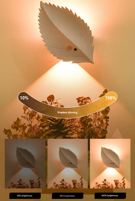 White RGB Colour-Changing Leaf LED Night Light | Wireless Motion Sensor & Remote Control (10-Colour Ambience)