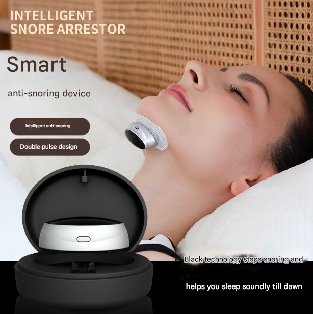 Smart Anti-Snoring Device | Rechargeable Pulse Throat Stimulator for Better Sleep (Black)