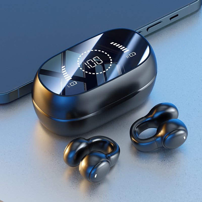 Smart Open-Ear Ear-Clip Wireless Earbuds (Black) | LED Display & Hi-Fi Sound