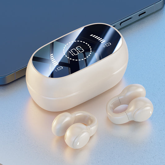 Smart Open-Ear Ear-Clip Wireless Earbuds (Skin Colour) | LED Display & Hi-Fi Sound