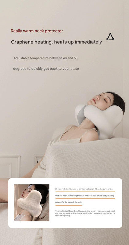 Smart Neck Pillow with Dual Noise Reduction, HIFI Bluetooth & Graphene Heating – “Sleep Elf” Travel Pillow (Navy Blue)