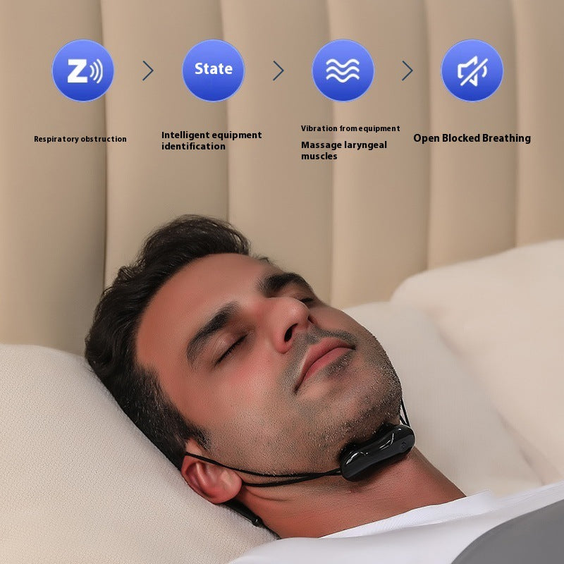 Smart Anti-Snoring Throat Massager | AI-Powered Vibration Sleep Aid (Black)