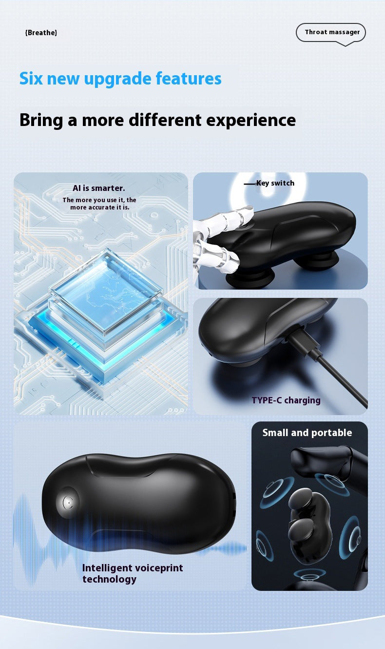 Smart Anti-Snoring Throat Massager | AI-Powered Vibration Sleep Aid (Black)