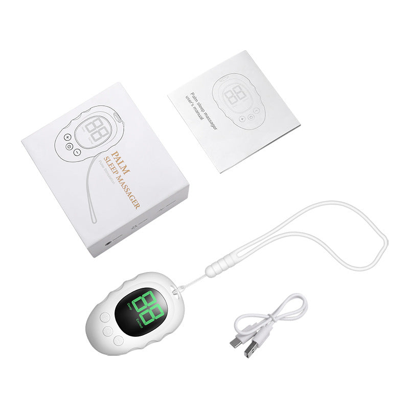 Handheld Microcurrent Sleep Aid Device | USB Rechargeable Pulse Massager (White)