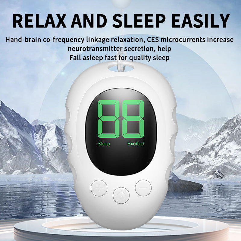 Handheld Microcurrent Sleep Aid Device | USB Rechargeable Pulse Massager (White)