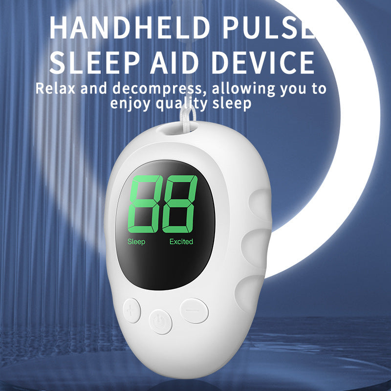 Handheld Microcurrent Sleep Aid Device | USB Rechargeable Pulse Massager (White)