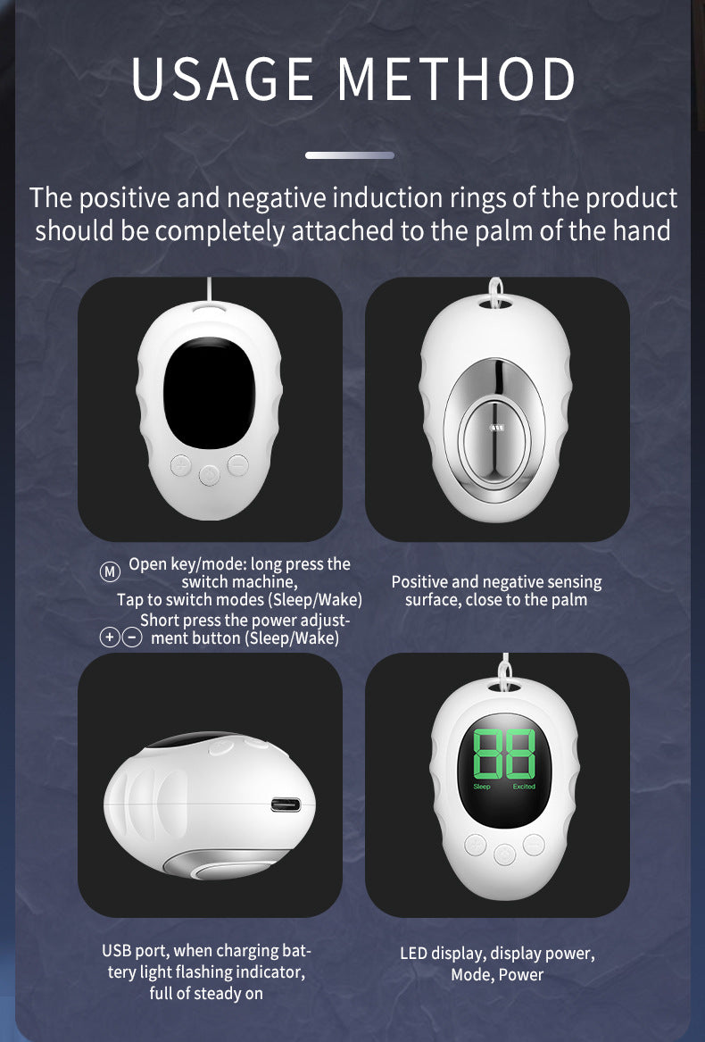 Handheld Microcurrent Sleep Aid Device | USB Rechargeable Pulse Massager (White)