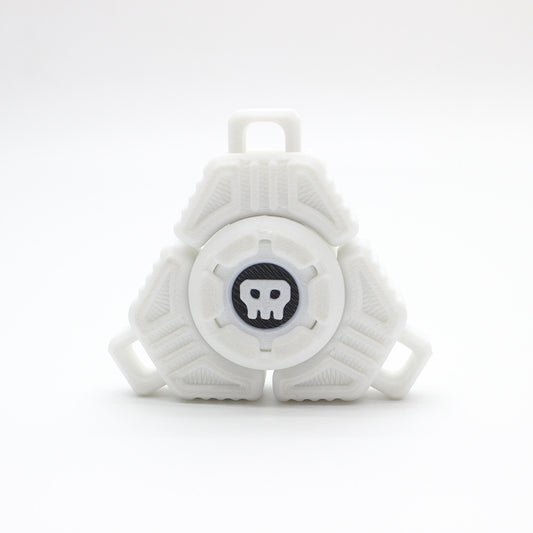 Smart Sci-Fi Triangular Fidget Spinner Keychain | 3D Printed EDC (White)